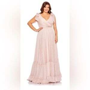 Mac Duggal 68120 Long Formal Blush Polka Dot Dress - Size 16W